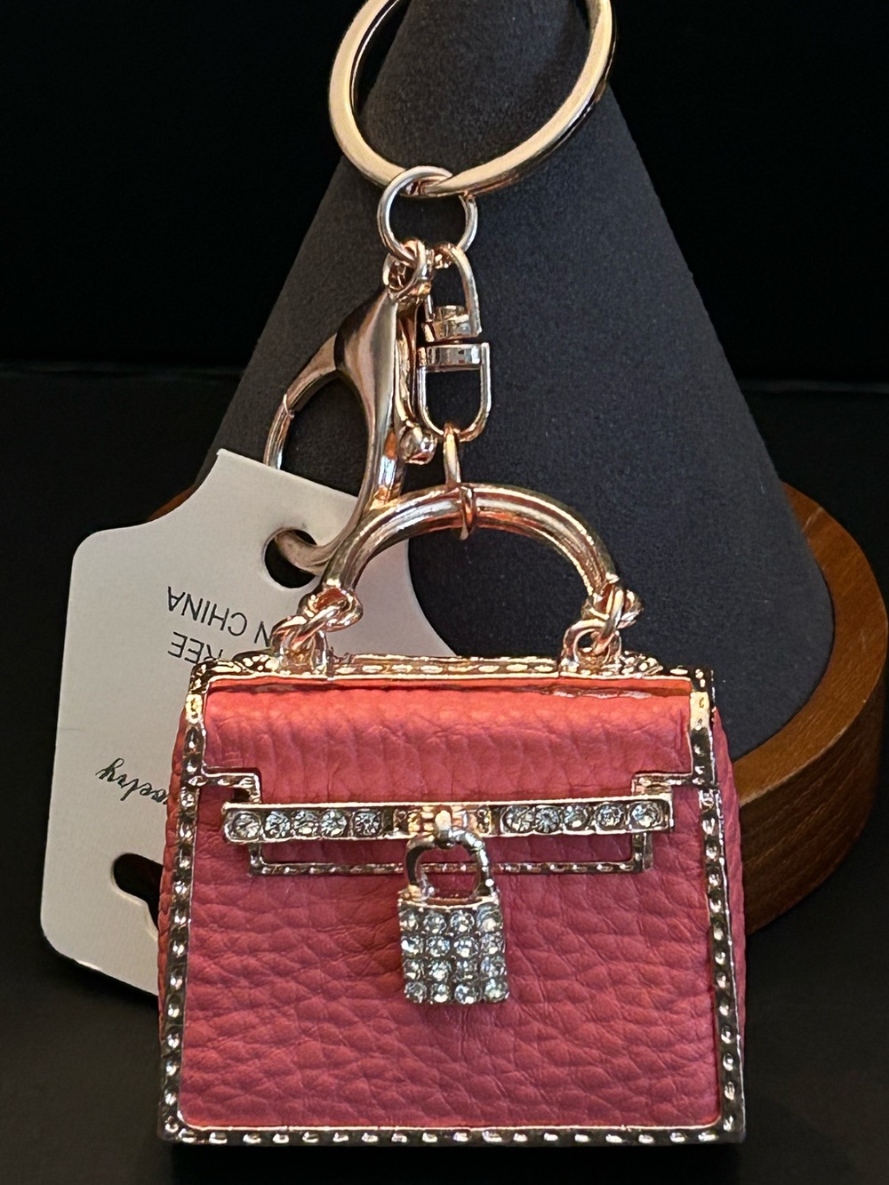 Unique Coral Pink & Gold Mini Purse 👛 Handbag Keychain Bag Charm NWT